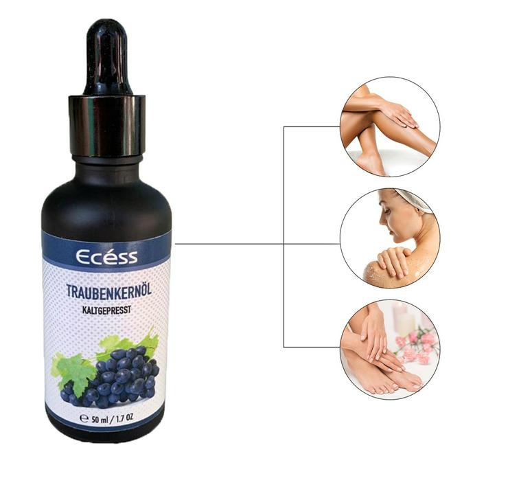 Ecéss - Kaltgepresstes Traubenkernöl – 100% Rein 50ml - Für Gesicht - Körper  - Cremes, Pflege & Reinigung - Bild 3
