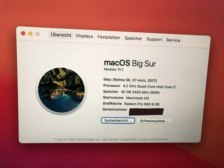 Bild 7: iMac27“5K, 4.2 GHz Quad-Core i7, 40 GB RAM, 512 GB SSD, Modellreihe 2017, mit Garantie