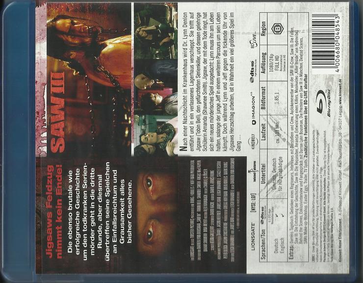 Bild 3: SAW III - HAST DU DAS LEBEN VERDIENT? - BLU-RAY € 3 - NEUWERTIG