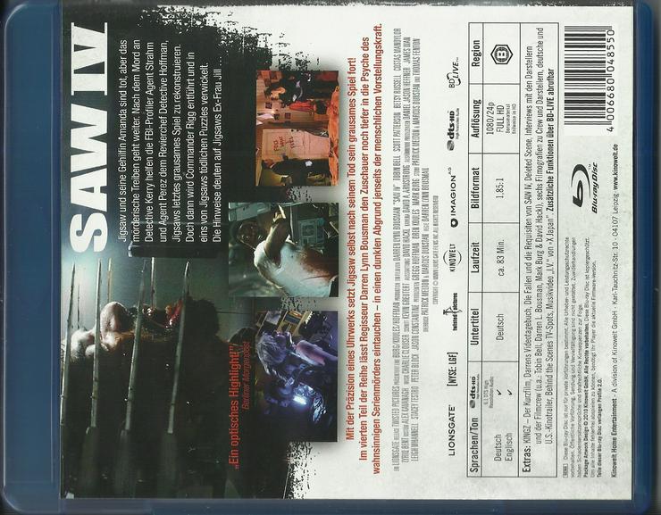 SAW IV - STERBEN WAR GESTERN - BLU-RAY € 2 - NEUWERTIG - DVD & Blu-ray - Bild 3