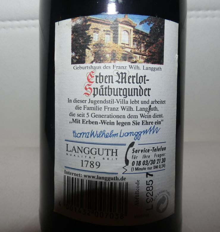 Erben Merlot Blauer Spätburgunder 1998 - Wein aus Spanien - Bild 3