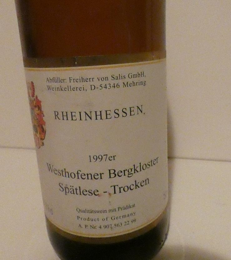 Weinflasche Westhofener Bergkloster Spätlese trocken Rheinhessen - Wein aus Deutschland - Bild 4
