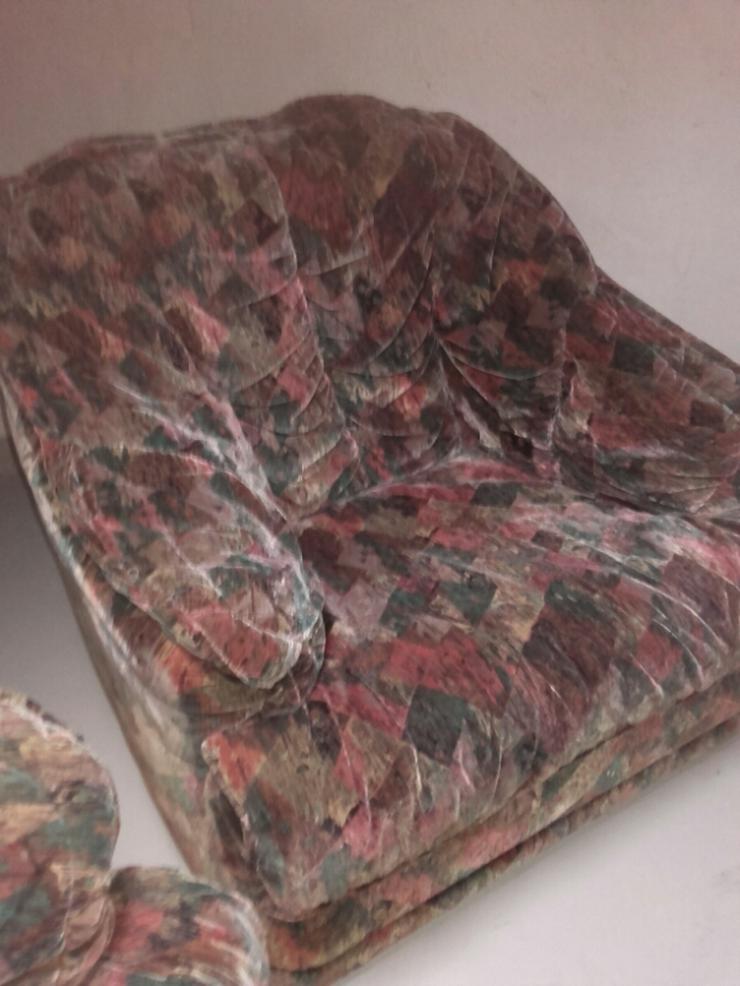 Bild 3: Microfaser Ecksofa/Couch m Ottomane u. Sessel