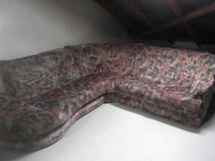 Microfaser Ecksofa/Couch m Ottomane u. Sessel