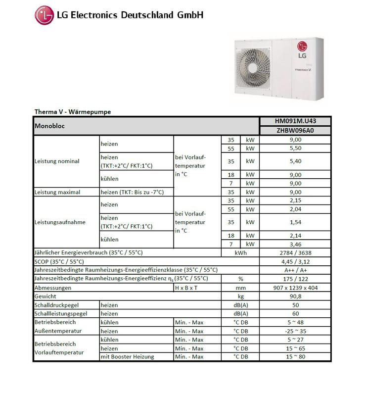 Bild 2: 1A LG Therma V Set Monobloc Luft Wasser Wärmepumpe R32, 9 kW pre.