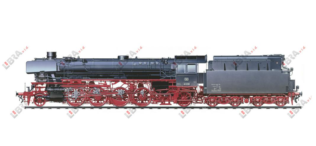 Dampflokomotive "41018", Digitaldruck auf Fotopapier, Airbrushillustration