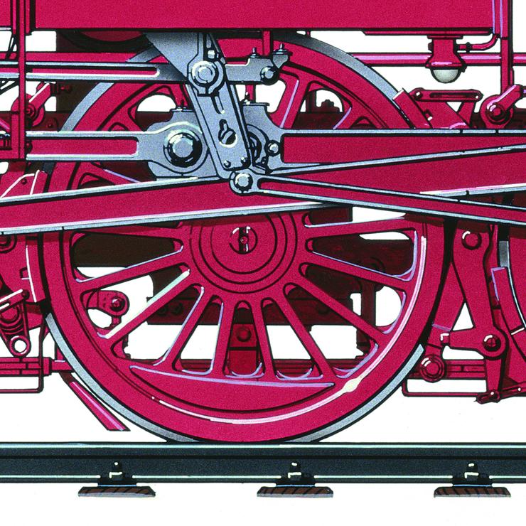 Bild 2: Dampflokomotive "41018", Digitaldruck auf Fotopapier, Airbrushillustration