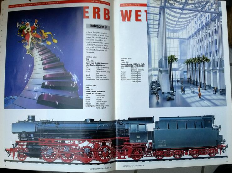 Bild 5: Dampflokomotive "41018", Digitaldruck auf Fotopapier, Airbrushillustration