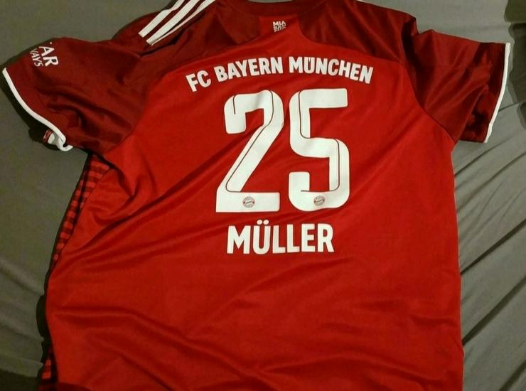 FC Bayern Trikot 21/22 XXL Home mit Müller Flock und Patch - Größen 60-62 / XXL - Bild 2