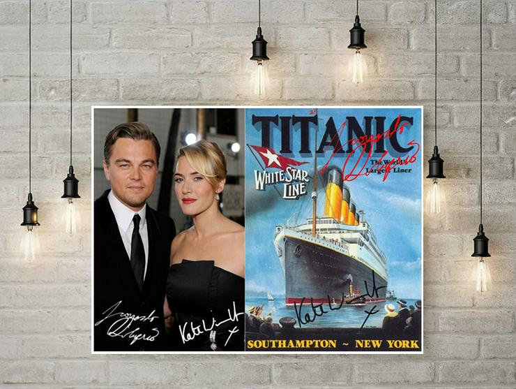 Bild 2: LEONARDO DICAPRIO+KATE WINSLET Titanic Souvenir. Geschenkidee. Zimmerdeko. Blickfang!  Einmalig! Wandbild. Neuheit!         