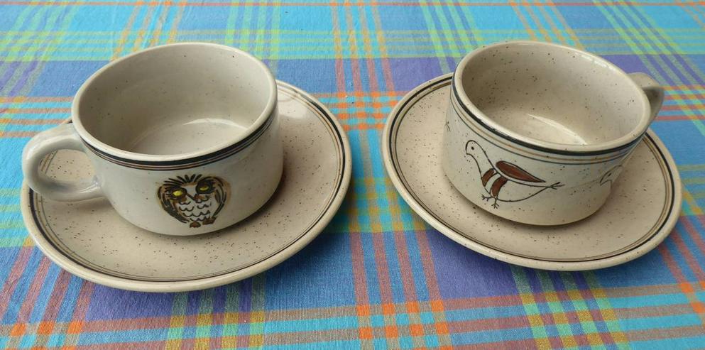 2 Cappussinotassen Keramik mit Unterteller, neu