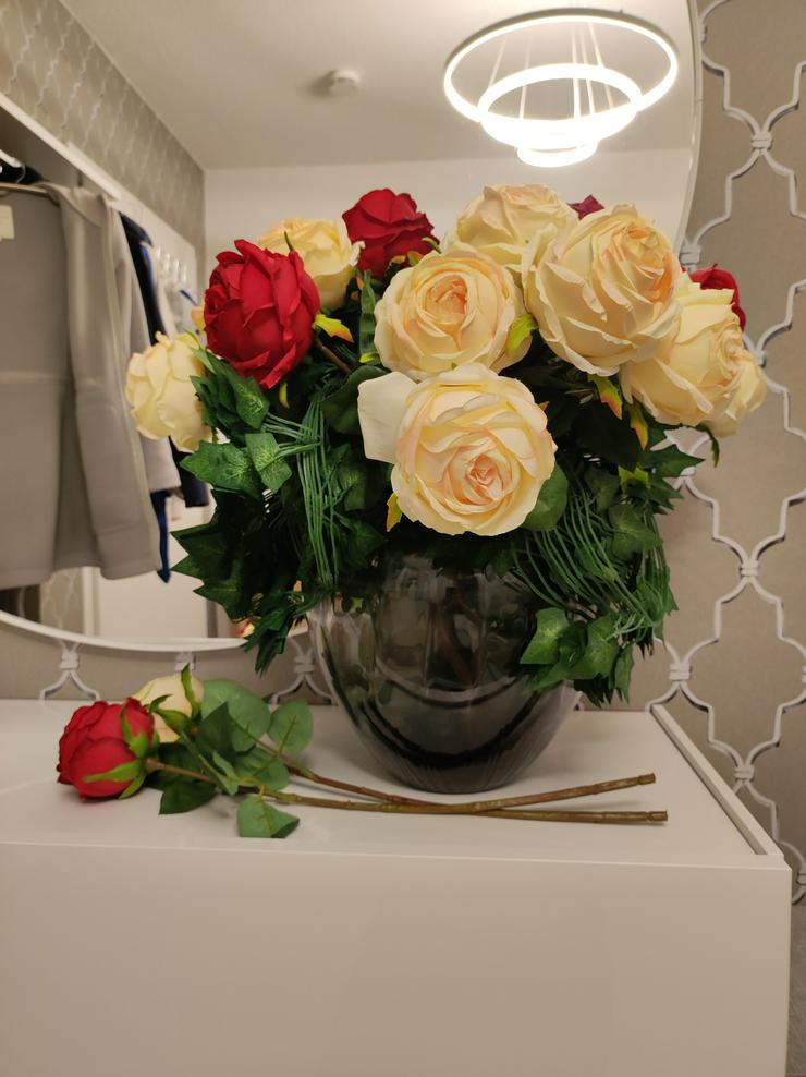 18x Dekoration Kunstrosen künstliche Rosen Rot oder Weiss Beige