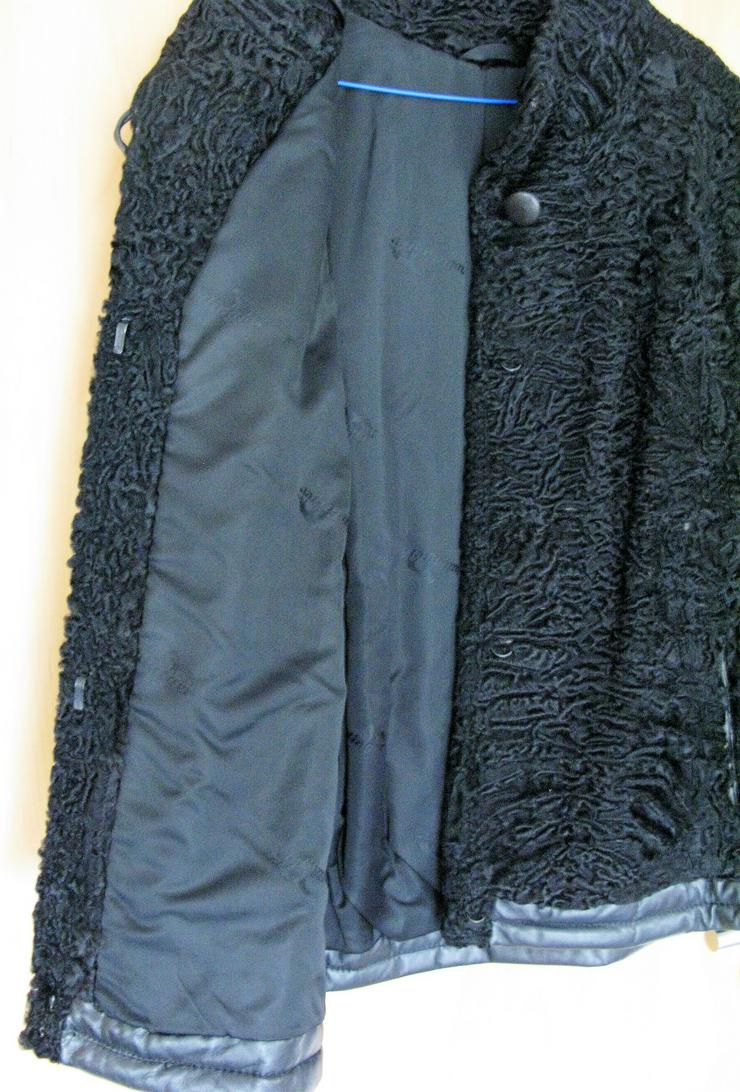 Lamm-Persianer Jacke in Schwarz mit Hut und Schal - Größen 40-42 / M - Bild 3