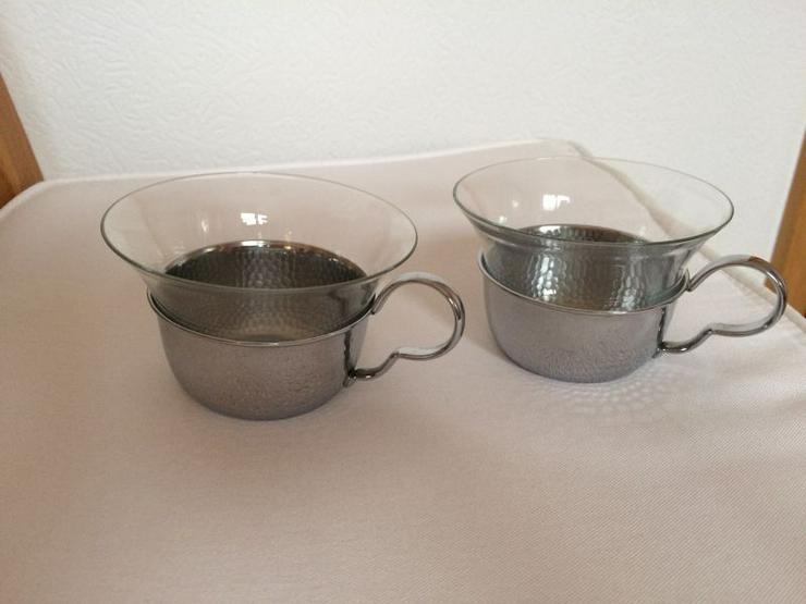 2 St. Teegläser mit versilberten Teeglashaltern UNBENUTZT - Kaffeegeschirr & Teegeschirr - Bild 1