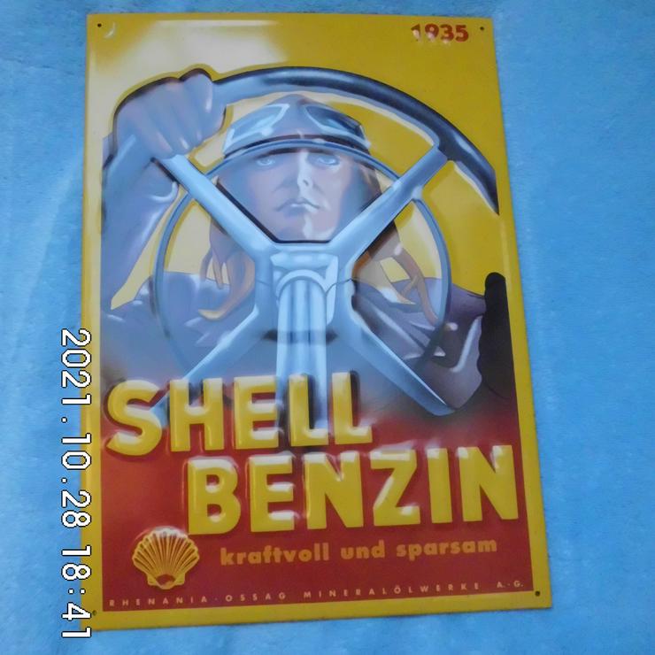 Shell Reklame Schild Blech Emaille 1935