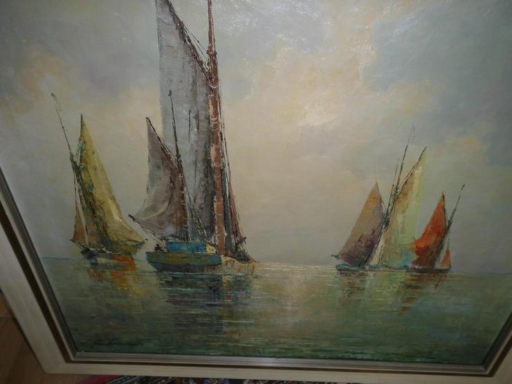Ölgemälde von Franz Ambrasath 1907 - 1980 Fischerboote auf See - Gemälde & Zeichnungen - Bild 6