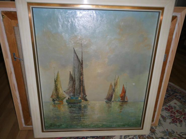 Ölgemälde von Franz Ambrasath 1907 - 1980 Fischerboote auf See - Gemälde & Zeichnungen - Bild 5