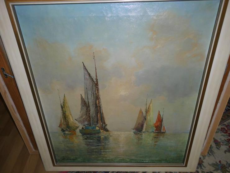 Ölgemälde von Franz Ambrasath 1907 - 1980 Fischerboote auf See - Gemälde & Zeichnungen - Bild 1