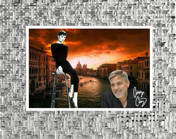 GEORGE CLOONEY + AUDREY HEPBURN Venedig Souvenir. 60x40 cm. Blickfang! Geschenkidee. Kunstdruck. Wanddeko. Unikat. - Figuren & Objekte - Bild 5