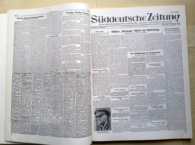 Bild 4: Süddeutsche Zeitung Oktober - Dezember 1945 - Faksimile