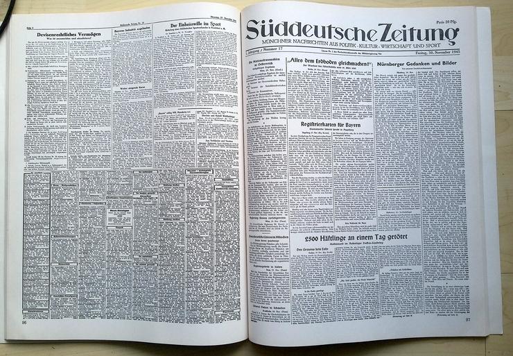 Bild 3: Süddeutsche Zeitung Oktober - Dezember 1945 - Faksimile