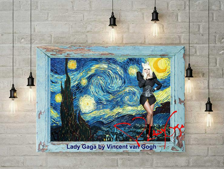 Bild 1: LADY GAGA von  Vincent van Gogh. 60x45 cm. Blickfang! Star Souvenir. Super Deko. Geschenkidee.  Einmalig! Wandbild. Neuheit! Zimmerdeko. Unikat!  