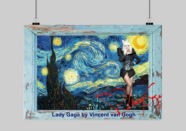 Bild 5: LADY GAGA von  Vincent van Gogh. 60x45 cm. Blickfang! Star Souvenir. Super Deko. Geschenkidee.  Einmalig! Wandbild. Neuheit! Zimmerdeko. Unikat!  