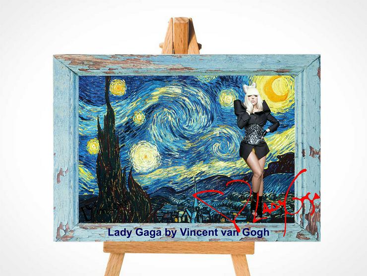 Bild 2: LADY GAGA von  Vincent van Gogh. 60x45 cm. Blickfang! Star Souvenir. Super Deko. Geschenkidee.  Einmalig! Wandbild. Neuheit! Zimmerdeko. Unikat!  