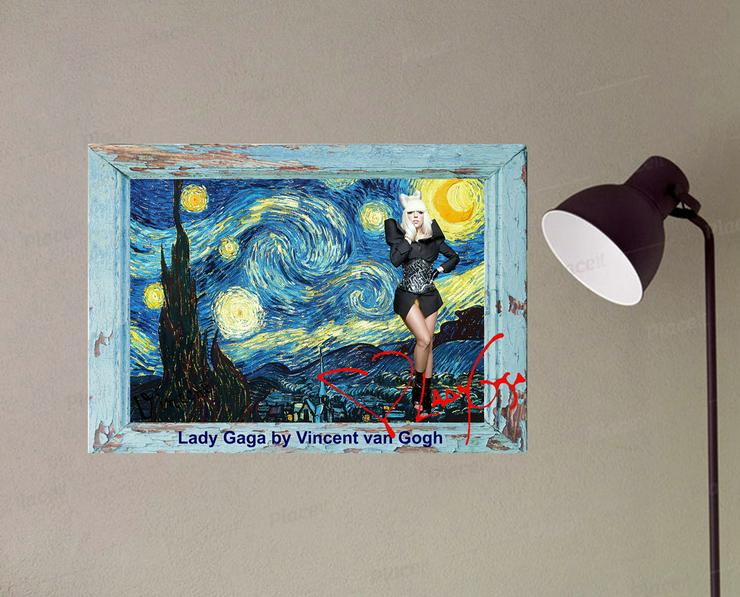 LADY GAGA von  Vincent van Gogh. 60x45 cm. Blickfang! Star Souvenir. Super Deko. Geschenkidee.  Einmalig! Wandbild. Neuheit! Zimmerdeko. Unikat!   - Poster, Drucke & Fotos - Bild 4
