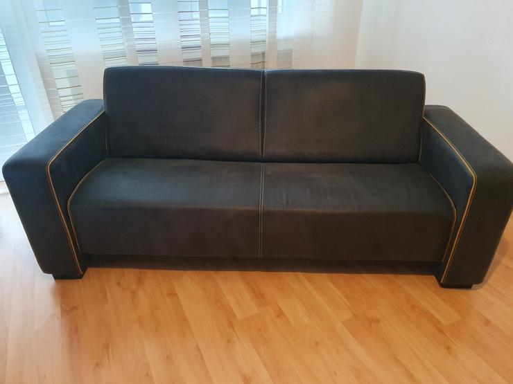 Bild 2: Sofa Couch 2-Sitzer anthrazit mit Ziernähten 