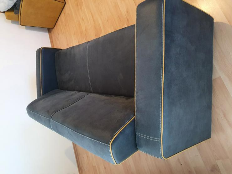 Bild 6: Sofa Couch 2-Sitzer anthrazit mit Ziernähten 