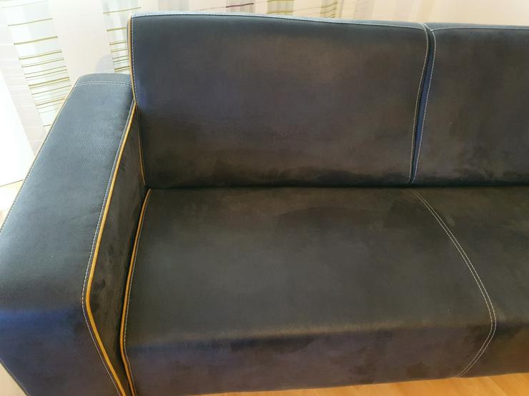 Bild 3: Sofa Couch 2-Sitzer anthrazit mit Ziernähten 