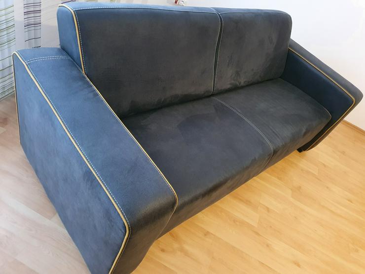 Bild 5: Sofa Couch 2-Sitzer anthrazit mit Ziernähten 