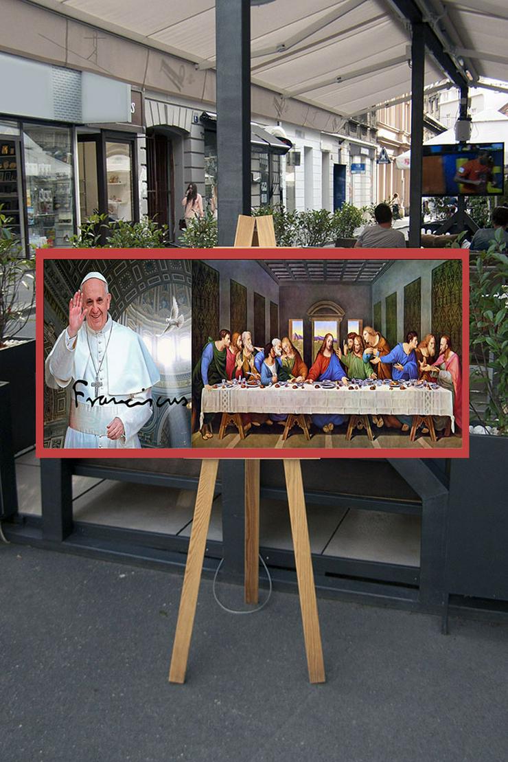 Bild 4: Papst Franziskus und Leonardo da Vinci`s "Abendmahl". Religiöses Schmuckstück! 80x40 cm. Blickfang! Rarität! Unikat. Souvenir. Geschenkidee. Wandbild.  