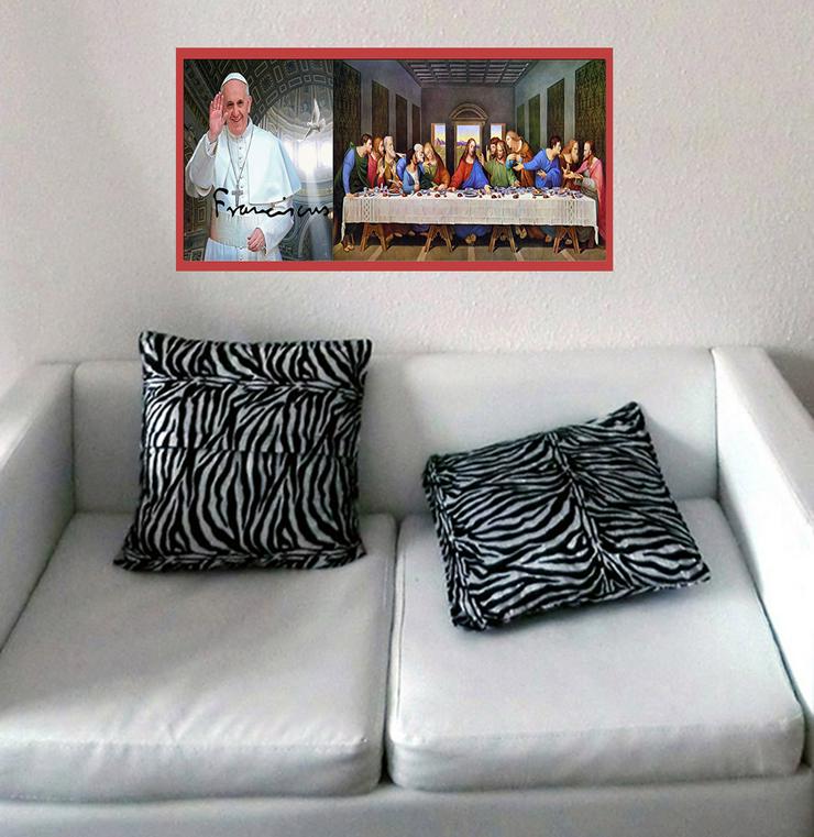 Bild 3: Papst Franziskus und Leonardo da Vinci`s "Abendmahl". Religiöses Schmuckstück! 80x40 cm. Blickfang! Rarität! Unikat. Souvenir. Geschenkidee. Wandbild.  