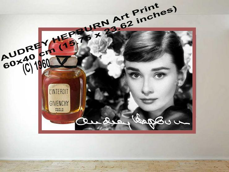 Bild 5:   Audrey Hepburn Givenchy HD Werbeplakat von 1960. Super Wanddekoration. Einmaliges Souvenir. XL 60x40 cm. 