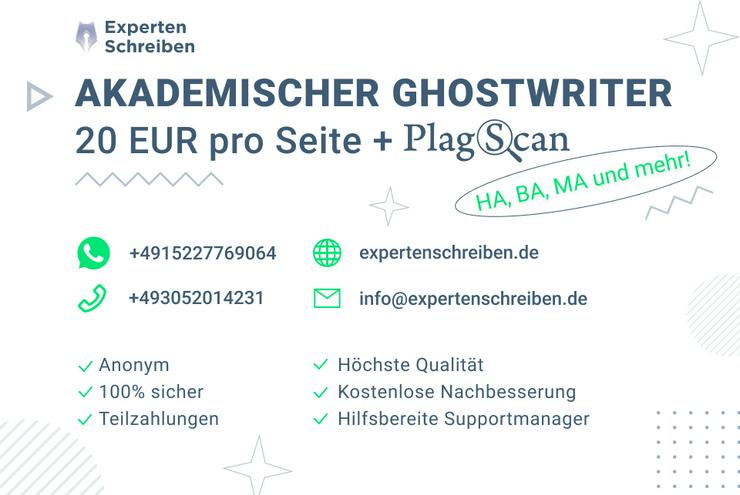 Ghostwriter | Ghostwriting | Hausarbeit | Bachelorarbeit | Masterarbeit | 20 EUR pro Seite + PlagScan  - Bildung & Erziehung - Bild 1