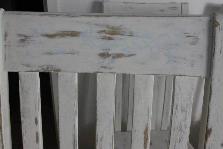 2 Shabby-Chic weiß, massive Stühle HandMade blaue Ranke - Stühle & Sitzbänke - Bild 7