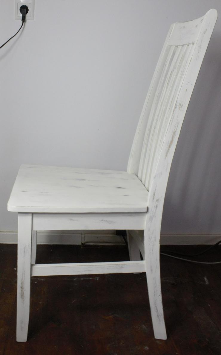 2 Shabby-Chic weiße, massive Stühle rosa Blume Möbel - Stühle & Sitzbänke - Bild 9