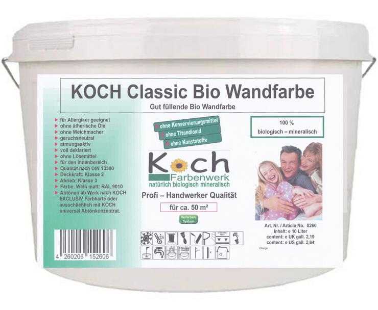Koch Bio Classic Wandfarbe ohne Konservierungsmittel, Titandioxid und Kunststoffen - Farben & Lacke - Bild 1
