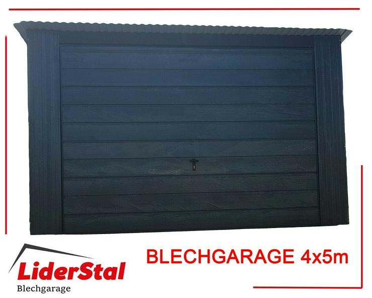 Blechgarage 4x5 Garage KFZ Lager Schuppe in Farbe der Anthrazitgrau Blechgaragen - Garagentore - Bild 1
