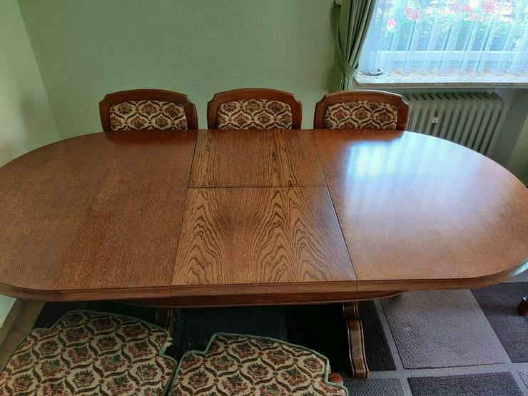Bild 10: Massivholztisch Oval mit 6 Stühlen.Vintage 80 Jahre
