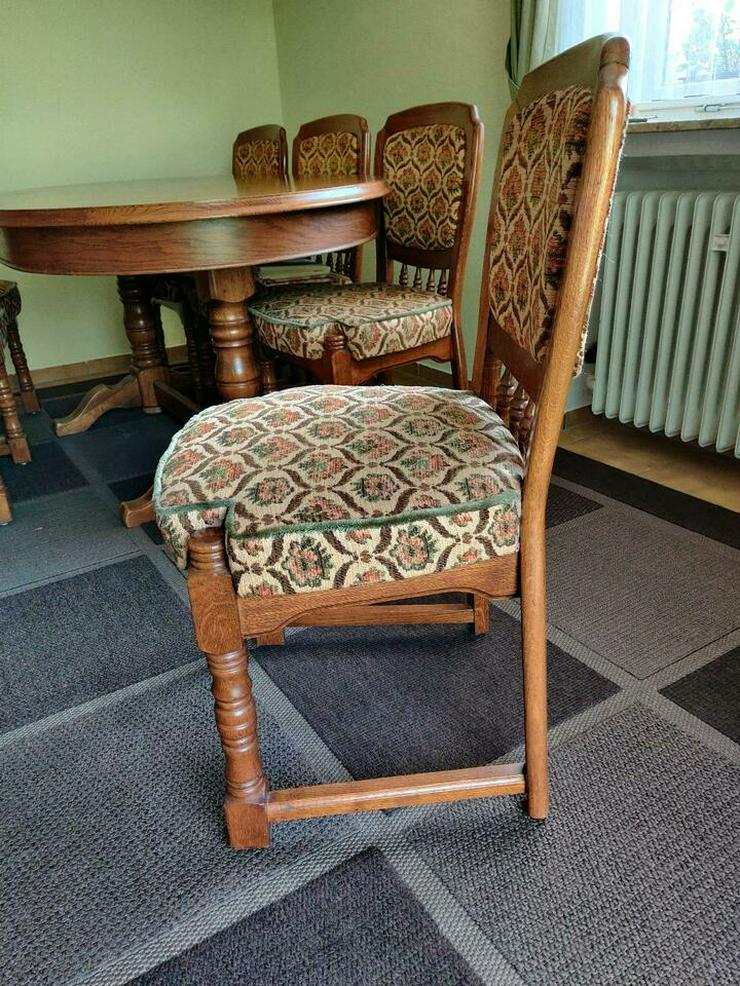 Bild 6: Massivholztisch Oval mit 6 Stühlen.Vintage 80 Jahre