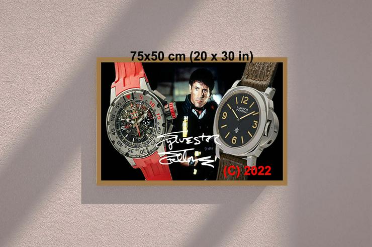 Bild 5: Sylvester Stallone Signierte Wanddekoration "Ich liebe Uhren!".   Hingucker! Coole Wanddeko für alle Zimmer! Rambo. Rocky. Souvenir. XXL 75x50 cm. 