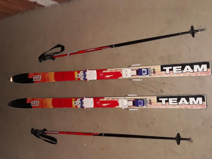 Ski, Elan-Team; 140 cm; mit Stöcken