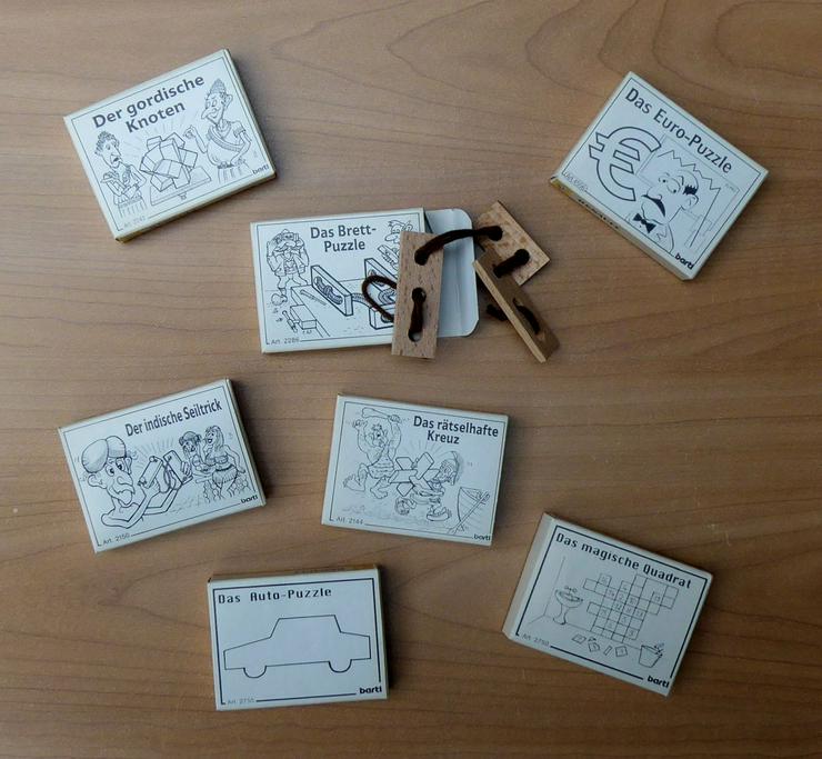 7 kleine Knobel Geschicklichkeitsspiele aus Holz 1 Packung 5 x 6,5 cm