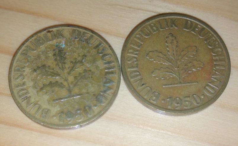 10 Pfennig Münze mit Fehlprägung !! Siehe Bilder. Von 1950  - Deutsche Mark - Bild 3