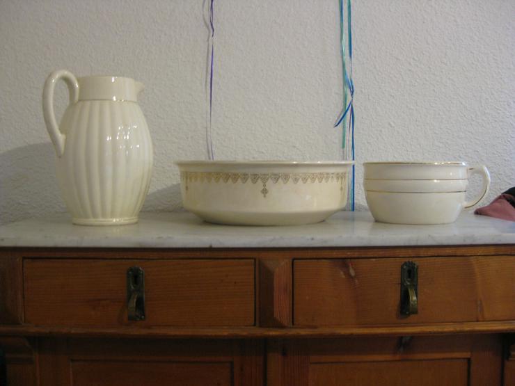 Altes Waschset: Waschschüssel mit Krug und Topf (Goldrand) - Weitere - Bild 2