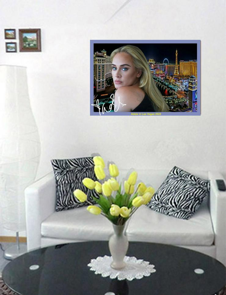 Bild 4: ADELE in Las Vegas! Signierte Wanddekoration. Adele-Souvenir. Geschenkidee! Wandbild für Wohnraum, Küche, Bad, Schlafzimmer! Import. NEU! 75x50 cm.