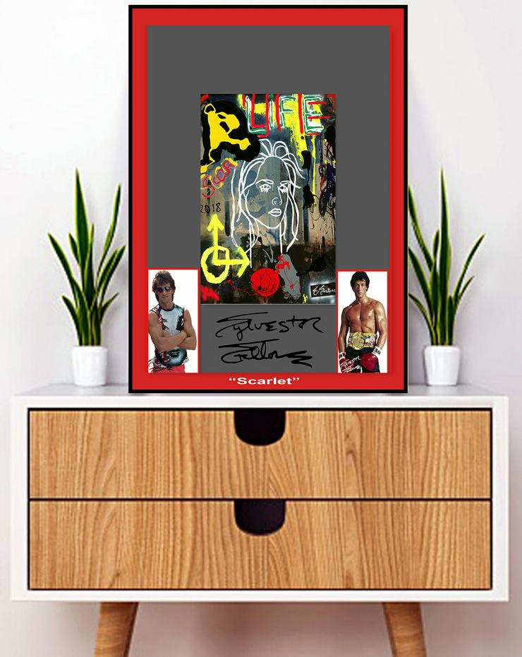 Sylvester Stallone signierte Wanddekoration "Scarlet". Hingucker! Abstraktes Kunstwerk. Rocky, Rambo, Souvenir, Geschenkidee. XXL 75x50 cm. - Poster, Drucke & Fotos - Bild 5